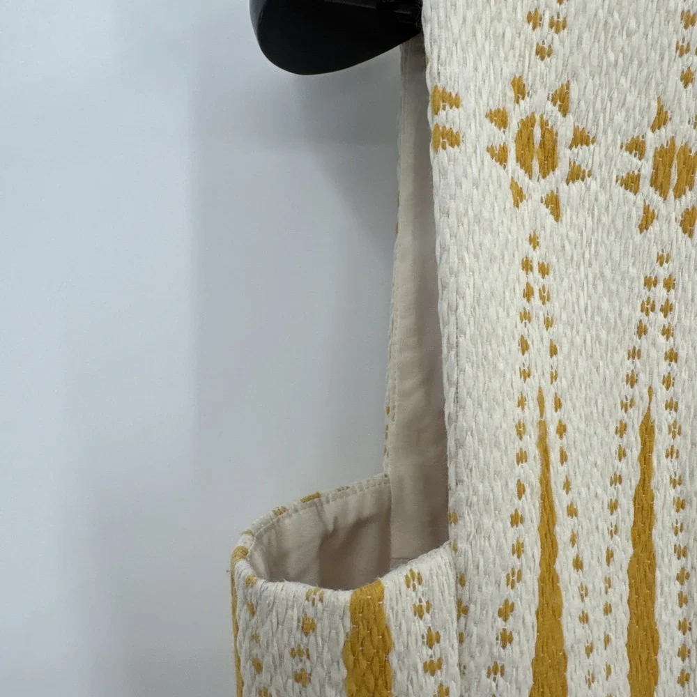 Tory Burch Sleeveless Cream and Mustard Patterned Shift Dress